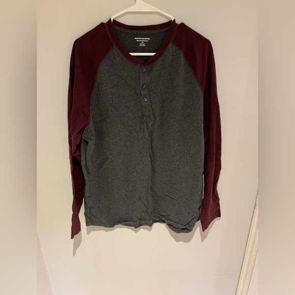 AMAZON ESSENTIALs Mens Long Sleeve T-Shirt Large 1/4 Button Slimfit - Picture 4 of 5